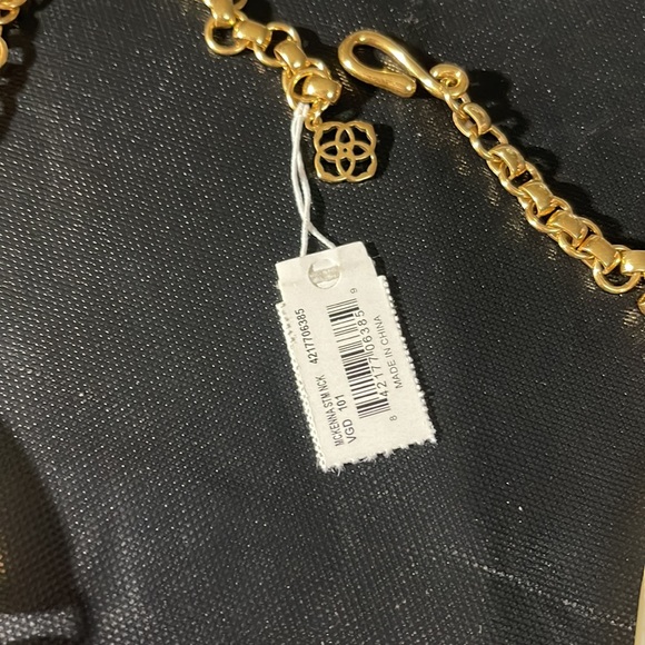 KENDRA SCOTT McKenna White Abalone Vintage Gold Tone Necklace w/Pouch NWT $168 - Picture 5 of 10